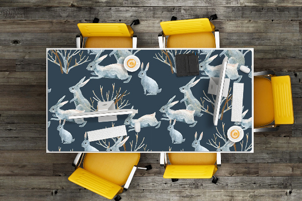 Sous main de bureau lapins blancs