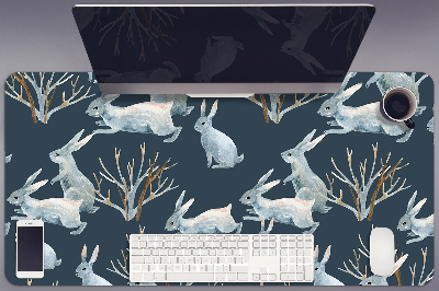 Sous main de bureau lapins blancs