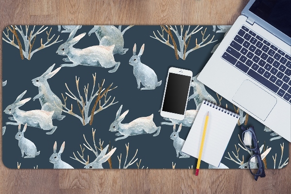 Sous main de bureau lapins blancs