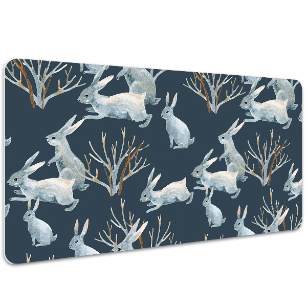 Sous main de bureau lapins blancs