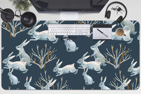 Sous main de bureau lapins blancs
