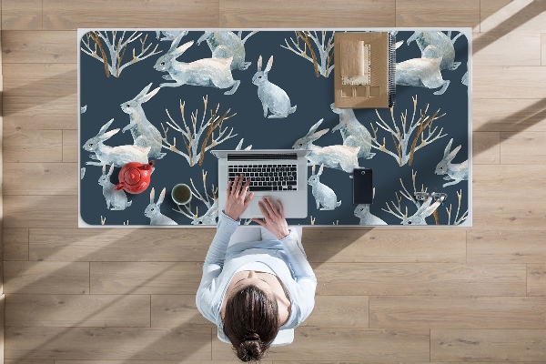 Sous main de bureau lapins blancs