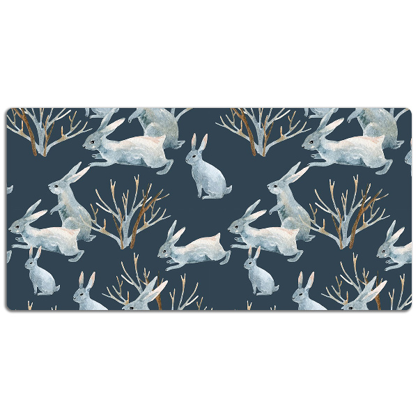 Sous main de bureau lapins blancs