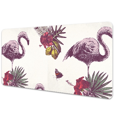 Sous-main bureau Flamingos & Hibiscus