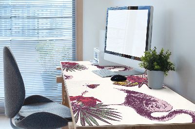 Sous-main bureau Flamingos & Hibiscus