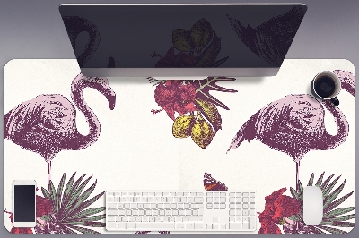 Sous-main bureau Flamingos & Hibiscus