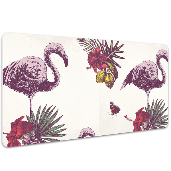 Sous-main bureau Flamingos & Hibiscus