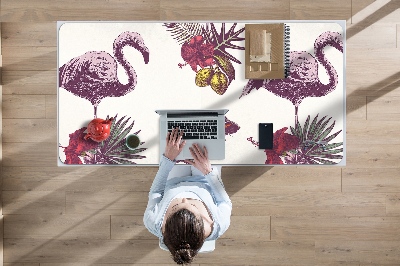 Sous-main bureau Flamingos & Hibiscus