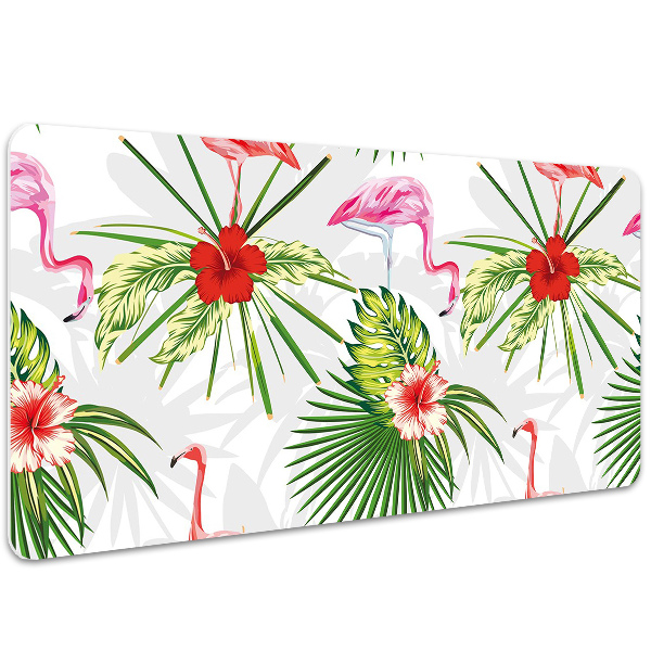 Protège bureau Flamants et fleurs