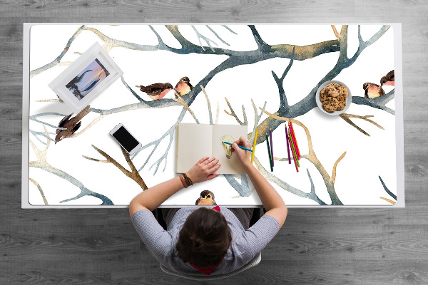 Sous-main bureau Moineaux sur des branches