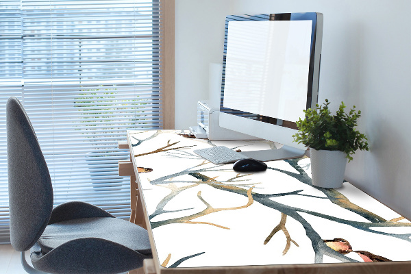 Sous-main bureau Moineaux sur des branches