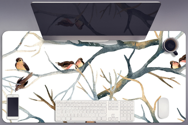 Sous-main bureau Moineaux sur des branches