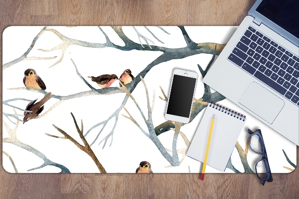 Sous-main bureau Moineaux sur des branches