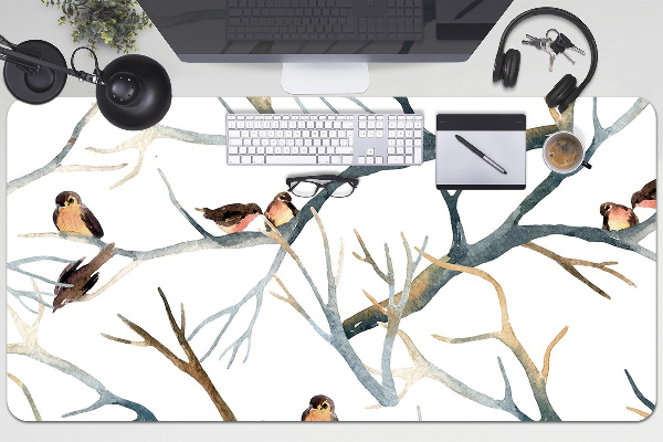 Sous-main bureau Moineaux sur des branches
