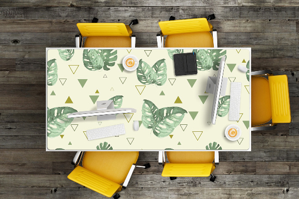 Sous-main bureau Monstera et triangles