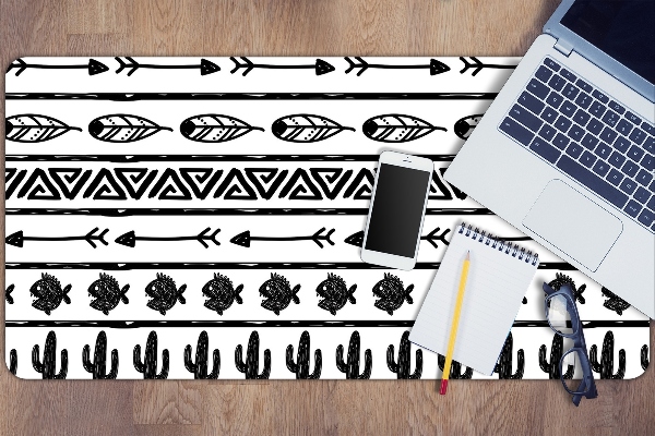 Protège bureau Boho noir et blanc