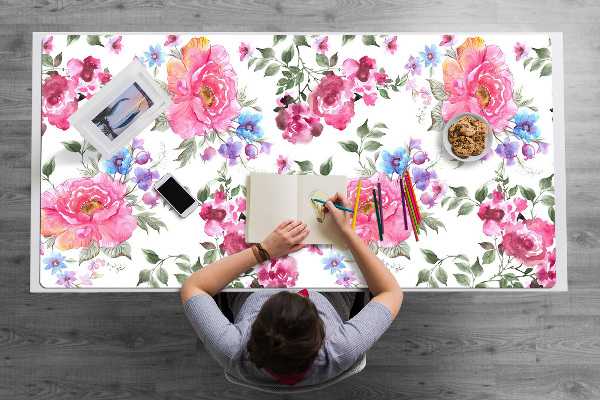 Sous main de bureau Fleurs roses
