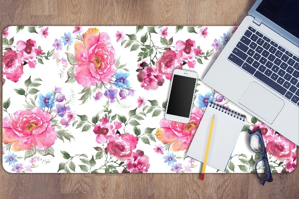 Sous main de bureau Fleurs roses