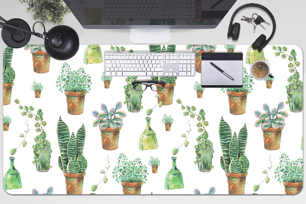 Sous-main bureau Cactus peint