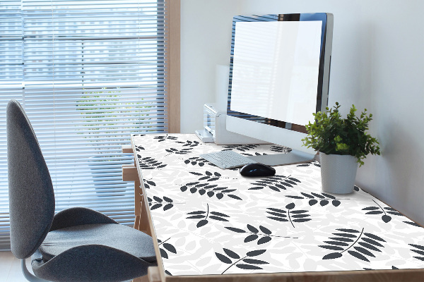 Sous-main bureau Feuilles grises noires
