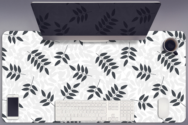 Sous-main bureau Feuilles grises noires