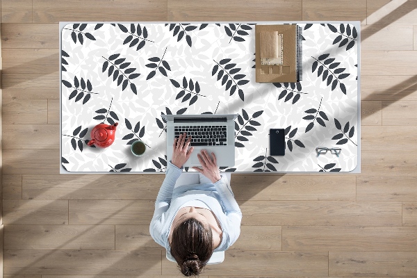 Sous-main bureau Feuilles grises noires
