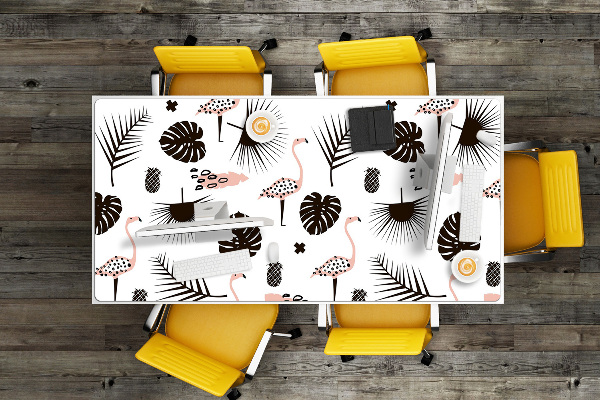 Protège bureau Feuilles et flamants