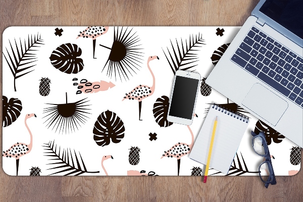 Protège bureau Feuilles et flamants
