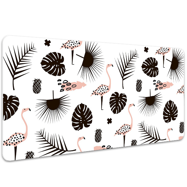 Protège bureau Feuilles et flamants