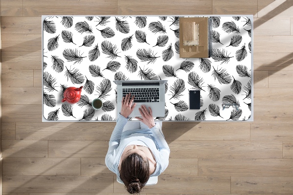 Sous-main bureau Plumes noires et blanches