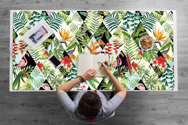 Sous-main bureau Fleurs et oiseaux