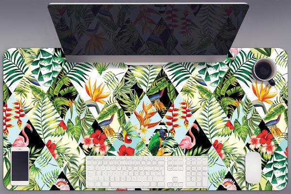 Sous-main bureau Fleurs et oiseaux