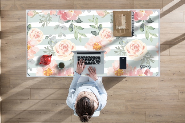 Sous main de bureau Fleurs roses