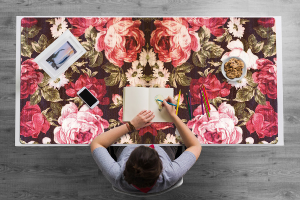 Sous main de bureau roses rouges