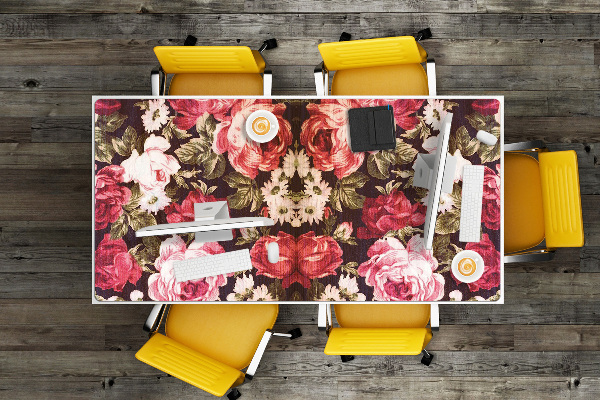 Sous main de bureau roses rouges