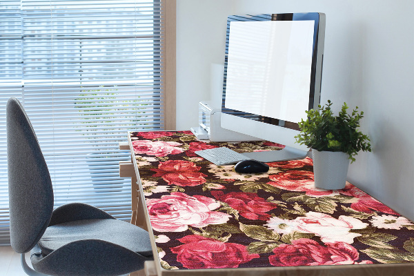 Sous main de bureau roses rouges