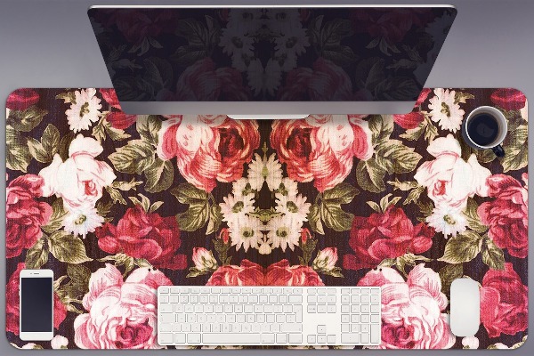 Sous main de bureau roses rouges