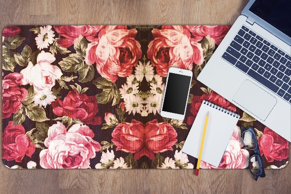 Sous main de bureau roses rouges