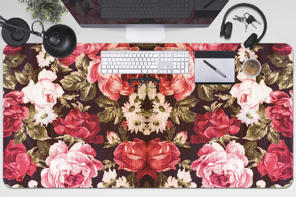 Sous main de bureau roses rouges