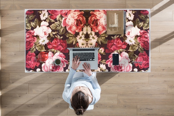 Sous main de bureau roses rouges