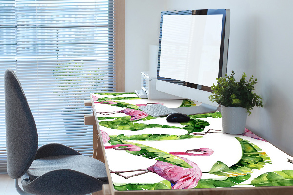 Sous-main bureau Flamant et feuilles