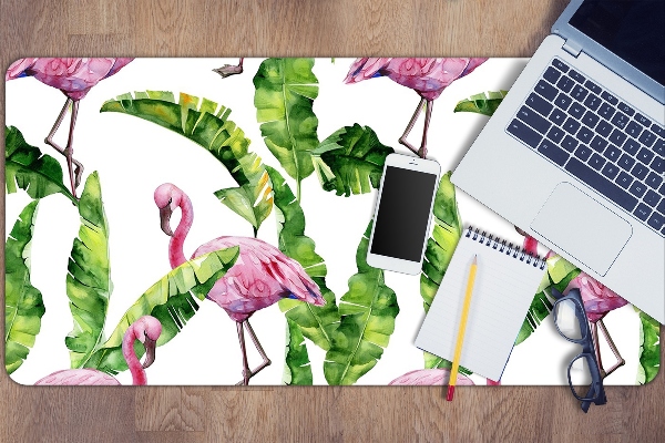 Sous-main bureau Flamant et feuilles