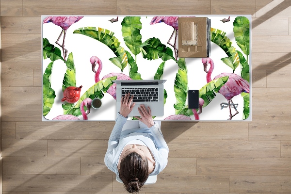 Sous-main bureau Flamant et feuilles