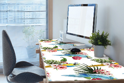 Tapis de bureau Perroquets et fleurs