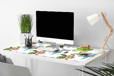 Tapis de bureau Perroquets et fleurs