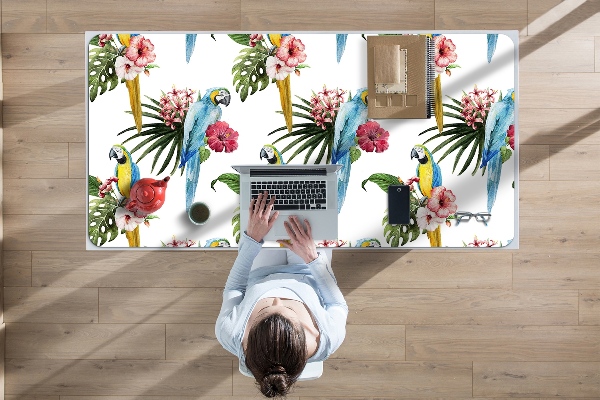 Tapis de bureau Perroquets et fleurs