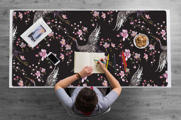 Tapis de bureau Hérons et fleurs