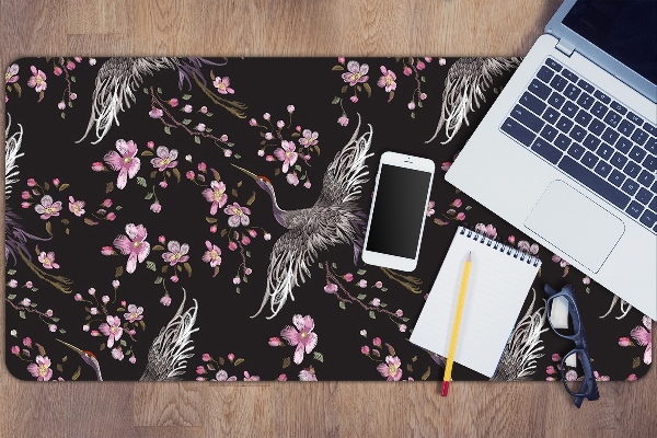 Tapis de bureau Hérons et fleurs