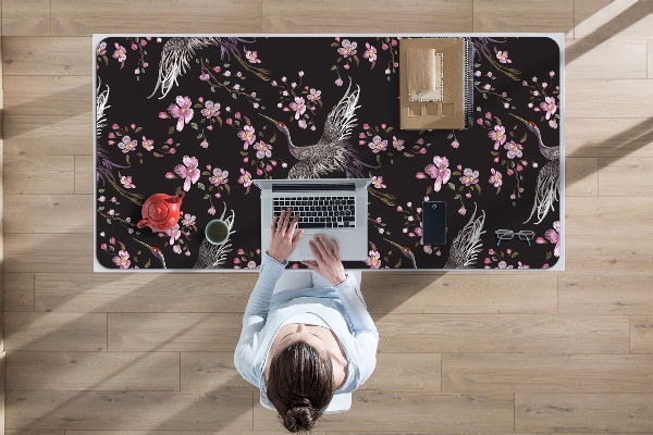 Tapis de bureau Hérons et fleurs