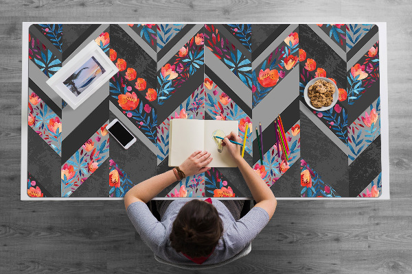 Sous-main bureau Fleurs à Herringbone